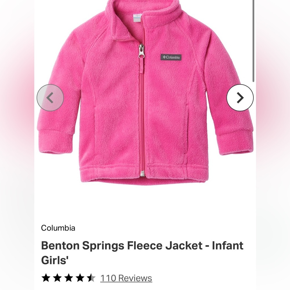 Columbia pink infant fleece jacket 3-6 months